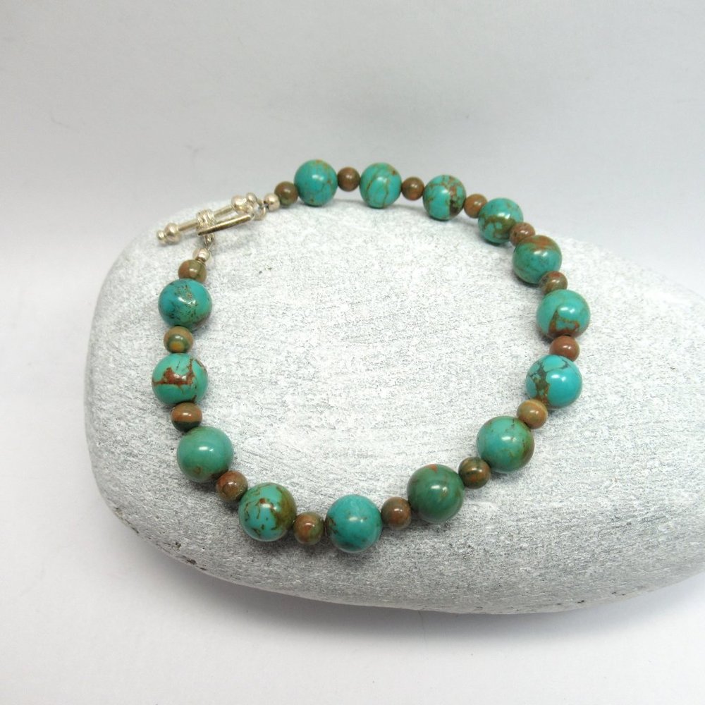 Turquoise and Rhyolite Bracelet - Picture 4 of 13